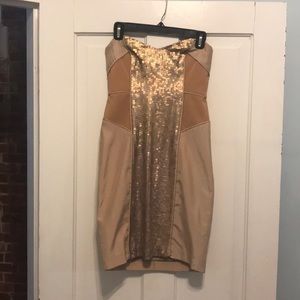 Tibi Sample Sequin Cocktail Strapless Dress